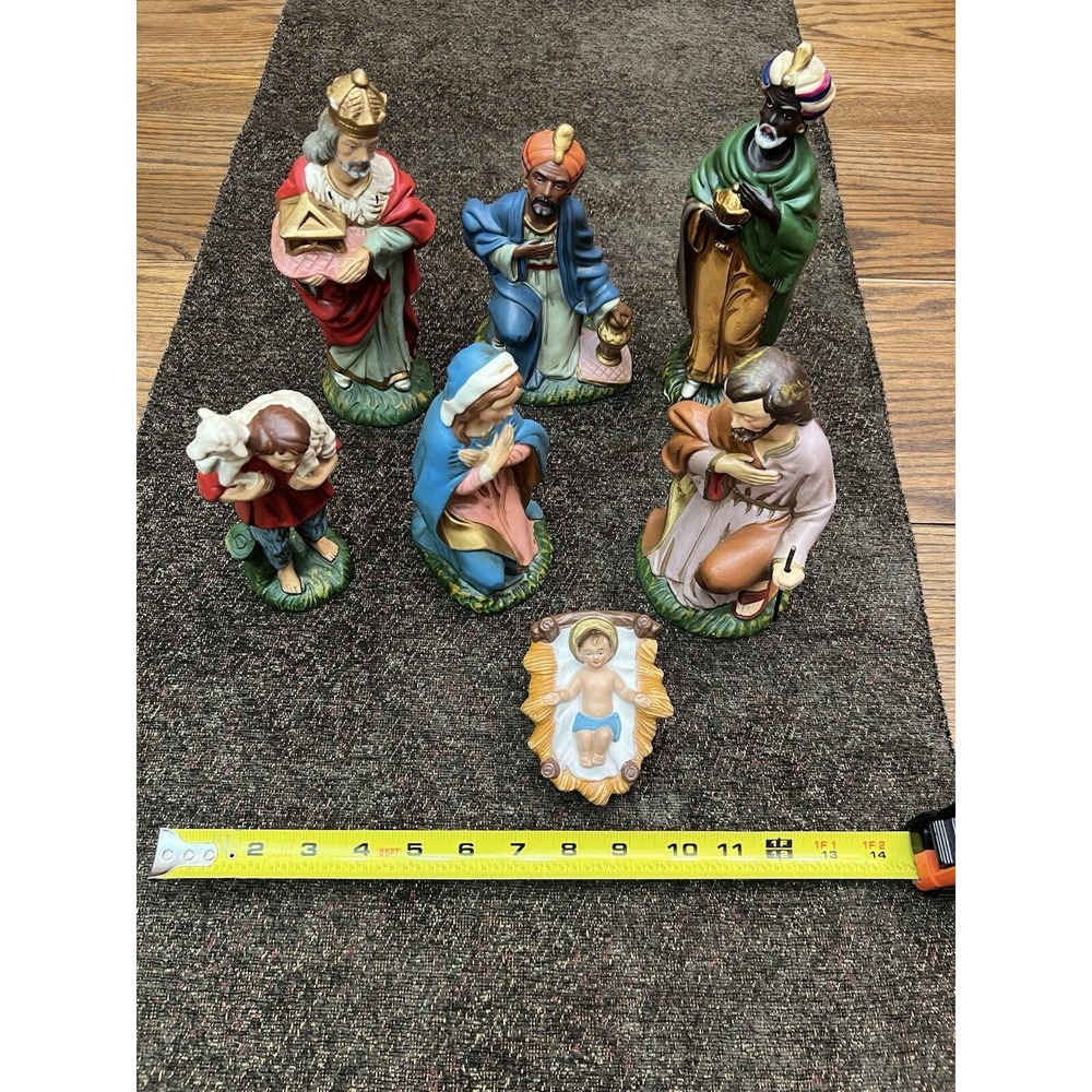 Large Vintage Antique Nativity Set Manger Scene